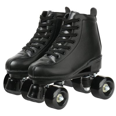 XUDREZ Classic Roller Skates High-Top Double-Row Leather Roller Skates for Women and Men (Black Black Wheel,7)