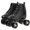 XUDREZ Classic Roller Skates High-Top Double-Row Leather Roller Skates for Women and Men (Black Black Wheel,7) view 1