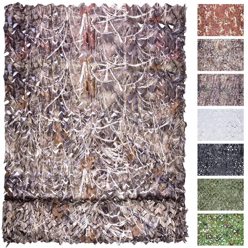FLYEGO Camo Netting Camouflage Netting, Bulk Roll Mesh Nets Camo Tarp for Hunting Blind Sunshade Car Cover Military Party Decorations Camping Shooting (4.9ft*49.2ft/1.5m*15m, Dry Grass)