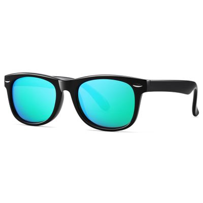 Pro Acme Kids Polarized Sunglasses, Flexible TPEE Frame Shades for Toddler Girls Boys, Ages 3-12 (D8 Black/Green Mirrored Lens)