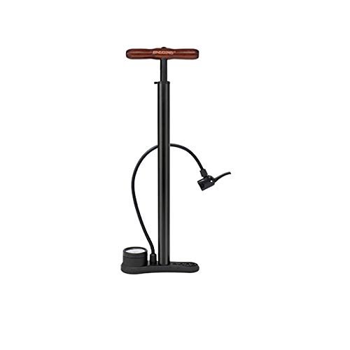 Traditional Steel MTB Road Bike Track Pump,Floor Stirrup Pump Wooden Handle with Digital Gauge High Pressure160 PSI Schrader/Presta