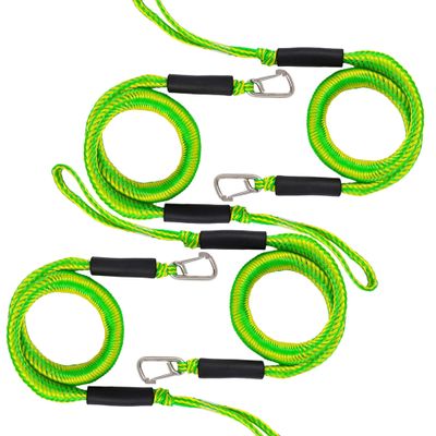 Bungee Dock Line with Hook, Green Mooring Rope for Boat 4 ft 4 Pack