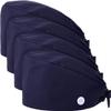 4 Pieces Bouffant Scrub Caps Adjustable Button Sweatband Hats Tie Back Hats for Women Men (Navy Blue) view 1