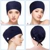 4 Pieces Bouffant Scrub Caps Adjustable Button Sweatband Hats Tie Back Hats for Women Men (Navy Blue) view 2
