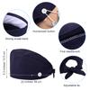4 Pieces Bouffant Scrub Caps Adjustable Button Sweatband Hats Tie Back Hats for Women Men (Navy Blue) view 4