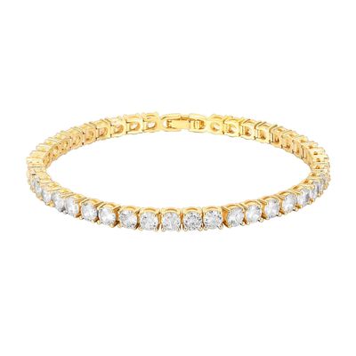 PAVOI 14K Gold Plated Cubic Zirconia Classic Tennis Bracelet | Yellow Gold Bracelets for Women | 4mm CZ, 7.5 Inches