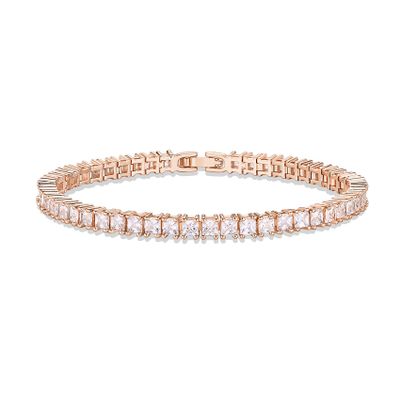 PAVOI 14K Gold Plated Cubic Zirconia Classic Tennis Bracelet | Rose Gold Bracelets for Women | 3mm CZ, 7 Inches