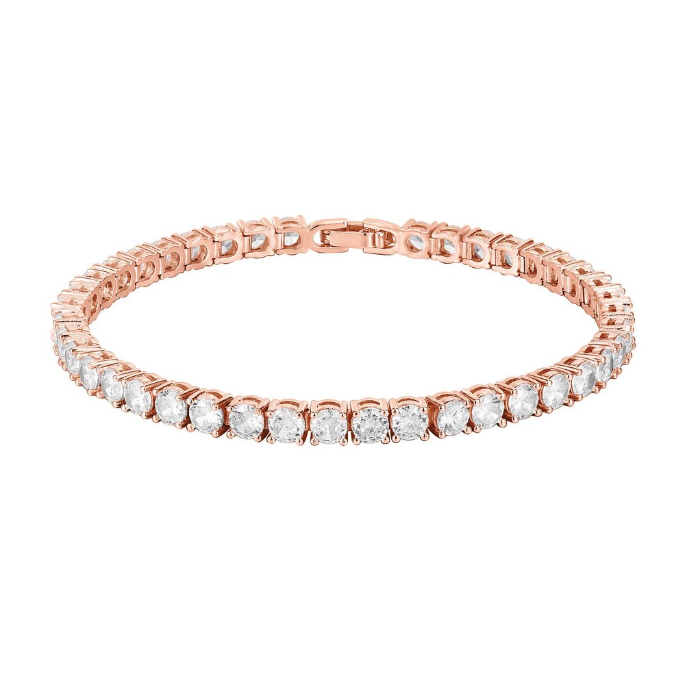 PAVOI 14K Gold Plated Cubic Zirconia Classic Tennis Bracelet | Rose Gold Bracelets for Women | 4mm CZ, 6.5 Inches