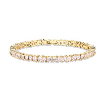 PAVOI CZ Classic Tennis Bracelet for Women, 14K Gold Plated, Yellow Gold