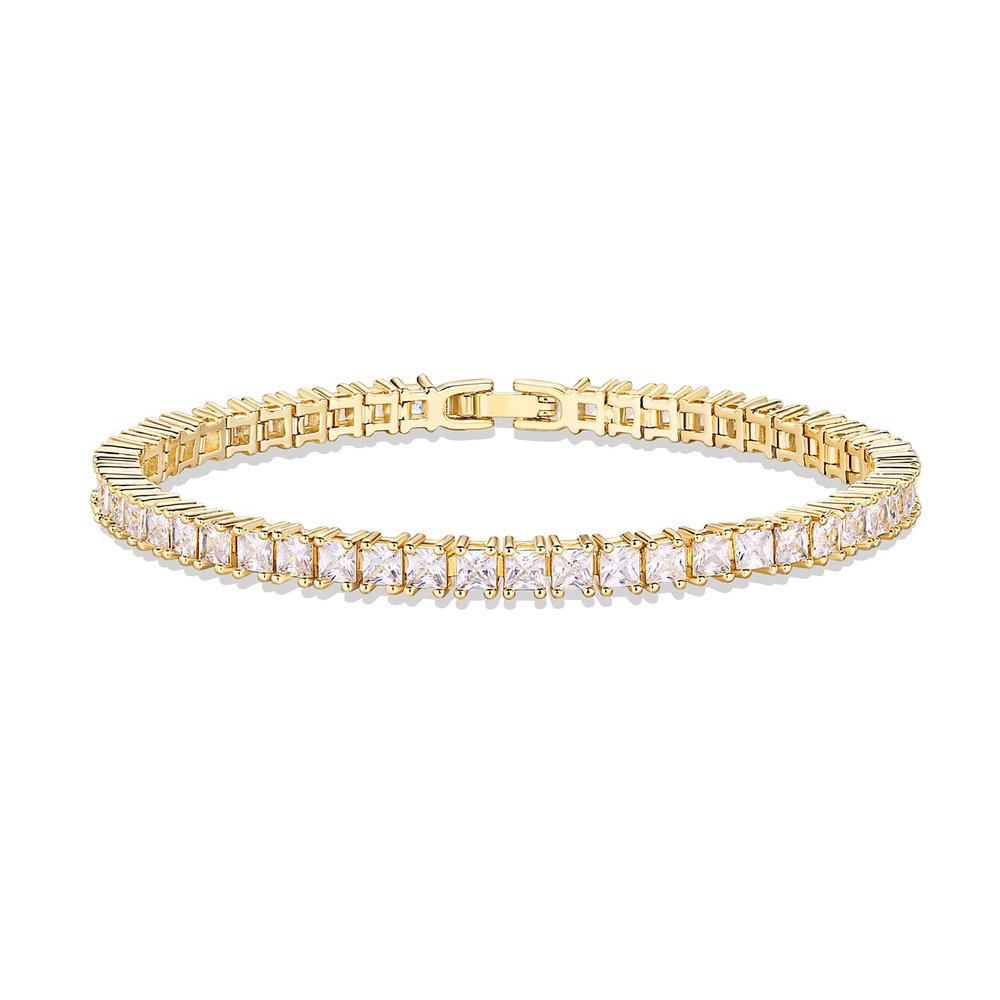 PAVOI CZ Classic Tennis Bracelet for Women, 14K Gold Plated, Yellow Gold
