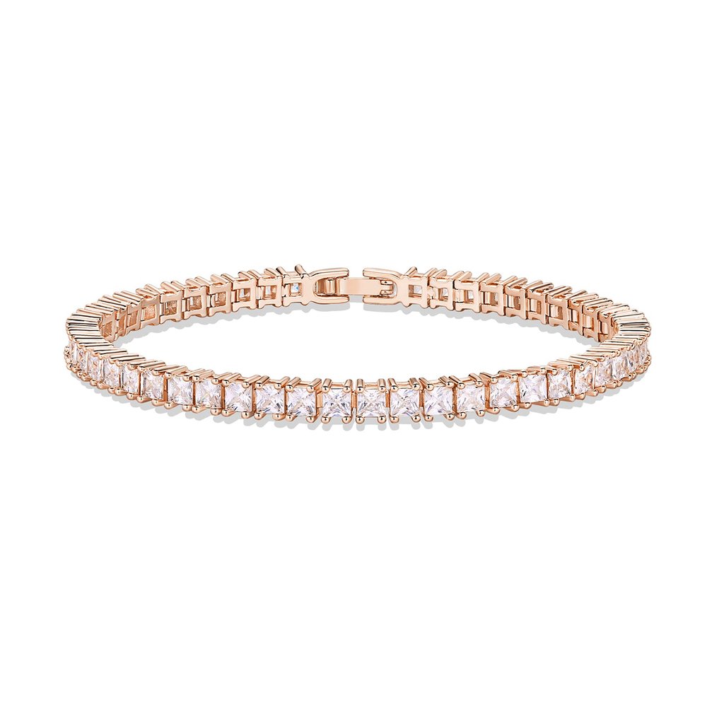 PAVOI 14K Gold Plated Cubic Zirconia Classic Tennis Bracelet | Rose Gold Bracelets for Women | 3mm CZ, 6.5 Inches