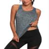 Aeuui Womens Workout Tops for Women Racerback Tank Tops Mesh Yoga Shirts Athletic Running Sleeveless Gym Clothes Blue Black view 3