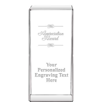 4.5" Signature Appreciation Crystal Award, Custom Engraved Appreciation Trophy, Engraving Included, Prime