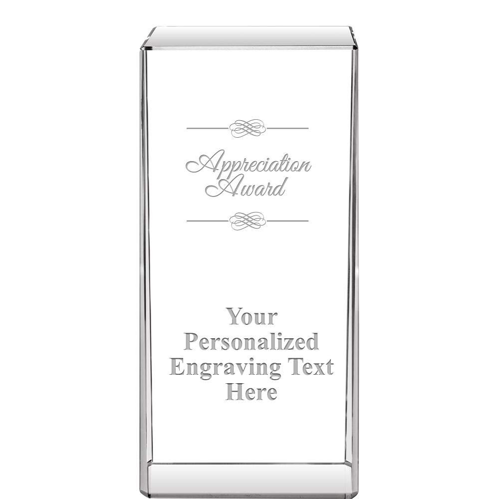 4.5" Signature Appreciation Crystal Award, Custom Engraved Appreciation Trophy, Engraving Included, Prime