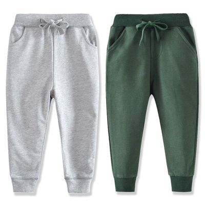 Eleven's Kingdom Boys Sweatpants 7T Boy Pants Jogger Cotton Drawstring Elastic Waist Kids Size 7 Joggers 2 Pack Grey/Green 7T