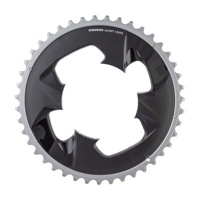 SRAM FORCE 2x12 CHAINRING WIDE 43T 94 BCD 4-BOLT POLAR GREY