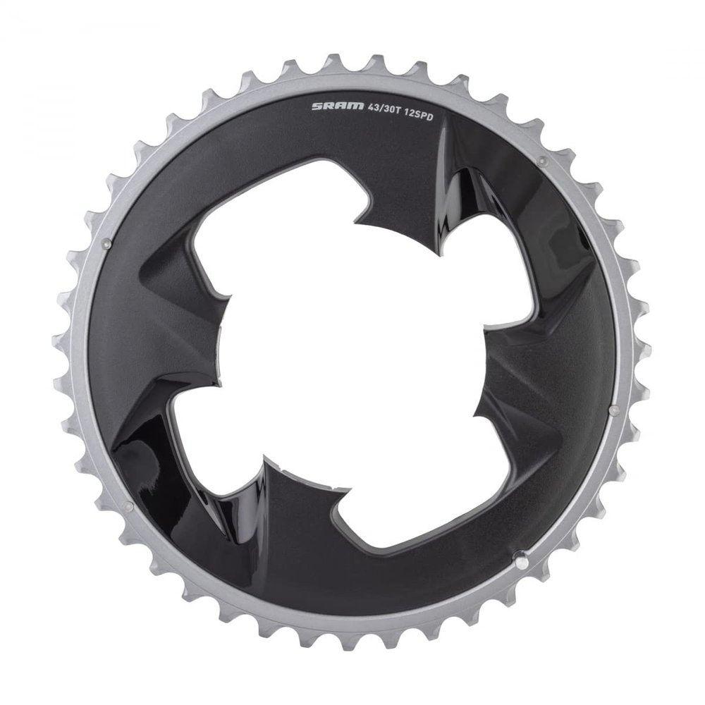 SRAM FORCE 2x12 CHAINRING WIDE 43T 94 BCD 4-BOLT POLAR GREY