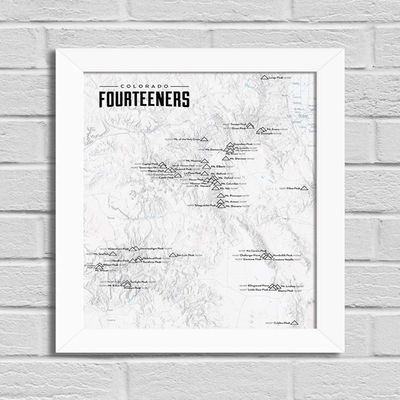 58 Colorado 14ers Checklist 11x14 Print (Gray | White Frame)