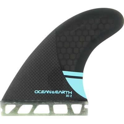 Ocean & Earth OE-2 Control Medium Black/Blue Thruster Single Tab Includes 3 Fins