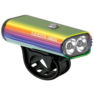 LEZYNE Lite Drive 1000XL Bicycle Durable USB Rechargeable IPX7 Waterproof White LEDs Front Light w/Multiple Solid & Flash Modes |Rubber Mounting Strap Included, Neo Metallic, 1000 Lumens/Micro USB