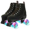 XUDREZ Cowhide Roller Skates for Women and Men High-Top Shoes Double-Row Design,Adjustable Classic Premium Roller Skates (Black Flash Wheel,10) view 1