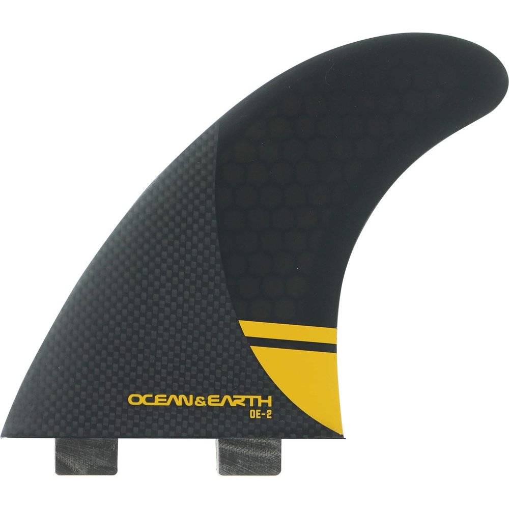 Ocean & Earth OE-2 Control Large Black/Orange Thruster Dual Tab Includes 3 Fins