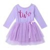 ACSUSS Kids Baby Girls First Birthday Outfit Long Sleeves Shiny Letter Print Tulle Tutu Skirts Princess Pettiskirts Lavender 18-24 Months view 1