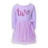 ACSUSS Kids Baby Girls First Birthday Outfit Long Sleeves Shiny Letter Print Tulle Tutu Skirts Princess Pettiskirts Lavender 18-24 Months view 2