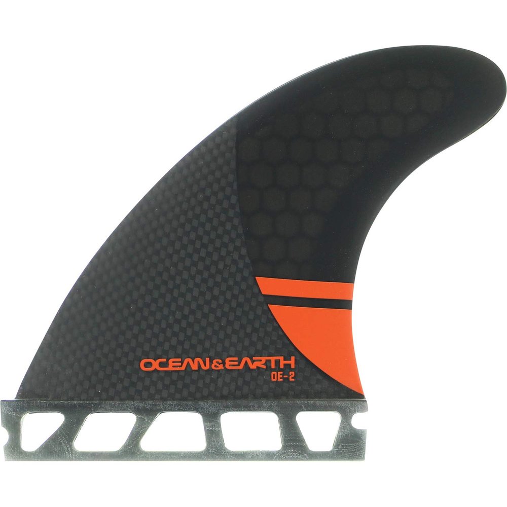 Ocean & Earth OE-2 Control Small Black/Red Thruster Single Tab Includes 3 Fins
