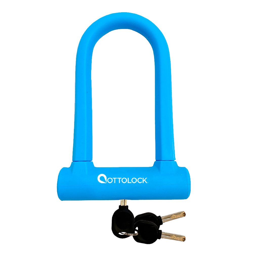 OTTOLOCK Sidekick Compact U-Lock - Heavy Duty Anti Theft Bicycle U-Lock with Keys, Silicone-Coated, Bike Accessories, Blue