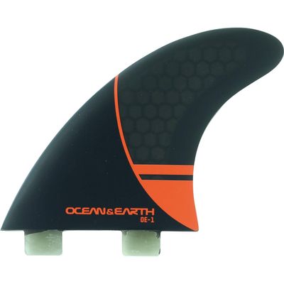 Ocean & Earth OE-1 Whip Small Black/Red Thruster Dual Tab Includes 3 Fins