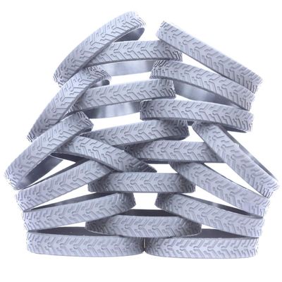 100 Gray Tire Tread Silicone Wristbands