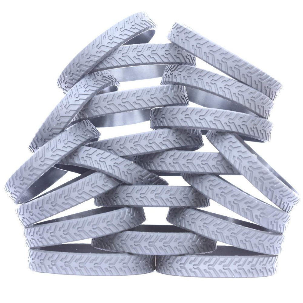 100 Gray Tire Tread Silicone Wristbands