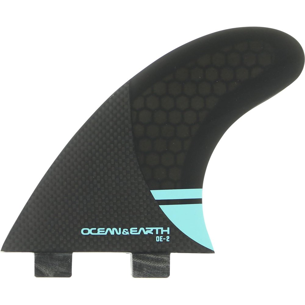Ocean & Earth OE-2 Control Medium Black/Blue Thruster Dual Tab Includes 3 Fins