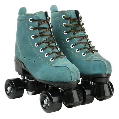 XUDREZ Cowhide Roller Skates for Women and Men High-Top Shoes Double-Row Design,Adjustable Classic Premium Roller Skates (Blue,6)
