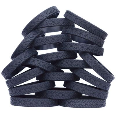 100 Black Tire Tread Silicone Wristbands