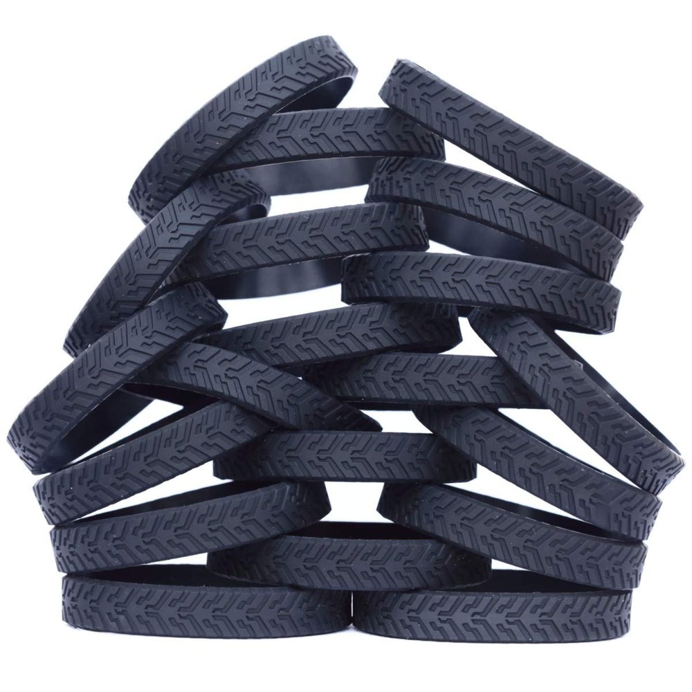 100 Black Tire Tread Silicone Wristbands