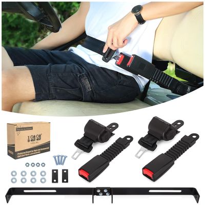 10L0L Universal 2 Passenger Golf Cart Seat Belts for Yamaha, Club Car, EZGO TXT/RXV Front Seat Kit Retractable Seatbelts 42"