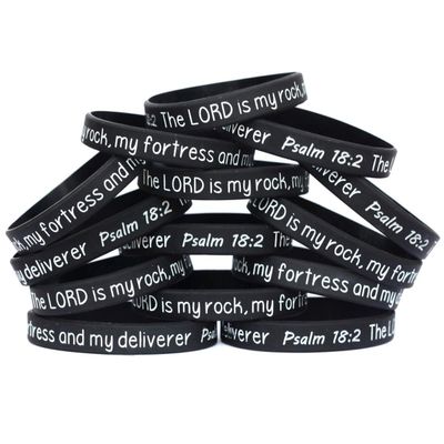 15 The Lord is My Rock Silicone Bracelet Wristbands - Scripture Inspired Psalm 18:2