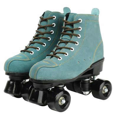 XUDREZ Cowhide Roller Skates for Women and Men High-Top Shoes Double-Row Design,Adjustable Classic Premium Roller Skates (Blue,10)