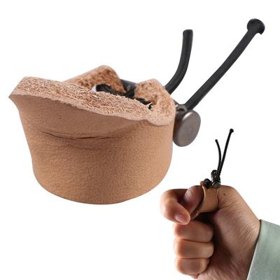 HIGOO Archery Thumb Ring Finger Guard Protector Cow Skin Soft Leather Shooting Glove
