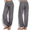Womens Comfy Bohemian Yoga Pants Tapered Elephant Harem Pants Jogger Casual Elastic Waist Loose Linen Lantern Trousers(Grey,5X-Large) view 2