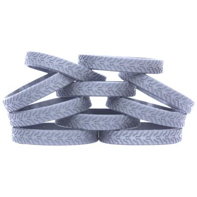 10 Gray Tire Tread Silicone Wristbands