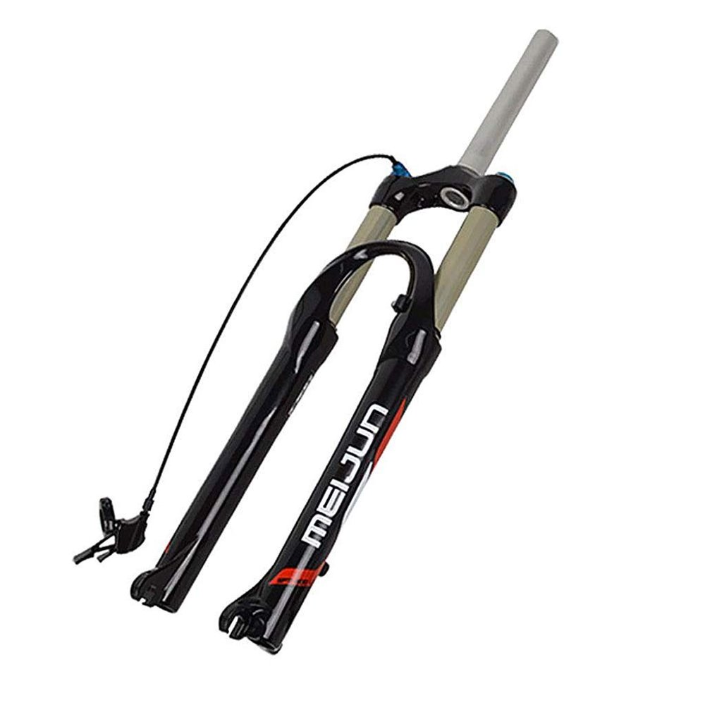 26" Straight Tube Wire Control Fork1-1/8" Aluminum Alloy Suspension Fork Mountain Bike Disc Brake Travel Width 100mm,Black-26inch