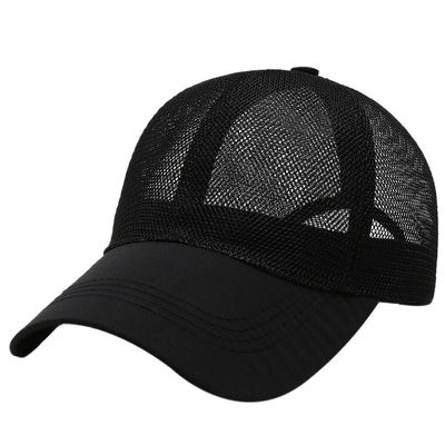 Kangqifen Unisex Baseball Cap Full Mesh Plain Blank Trucker Hats Solid Color Sun Visor Adjustable Black