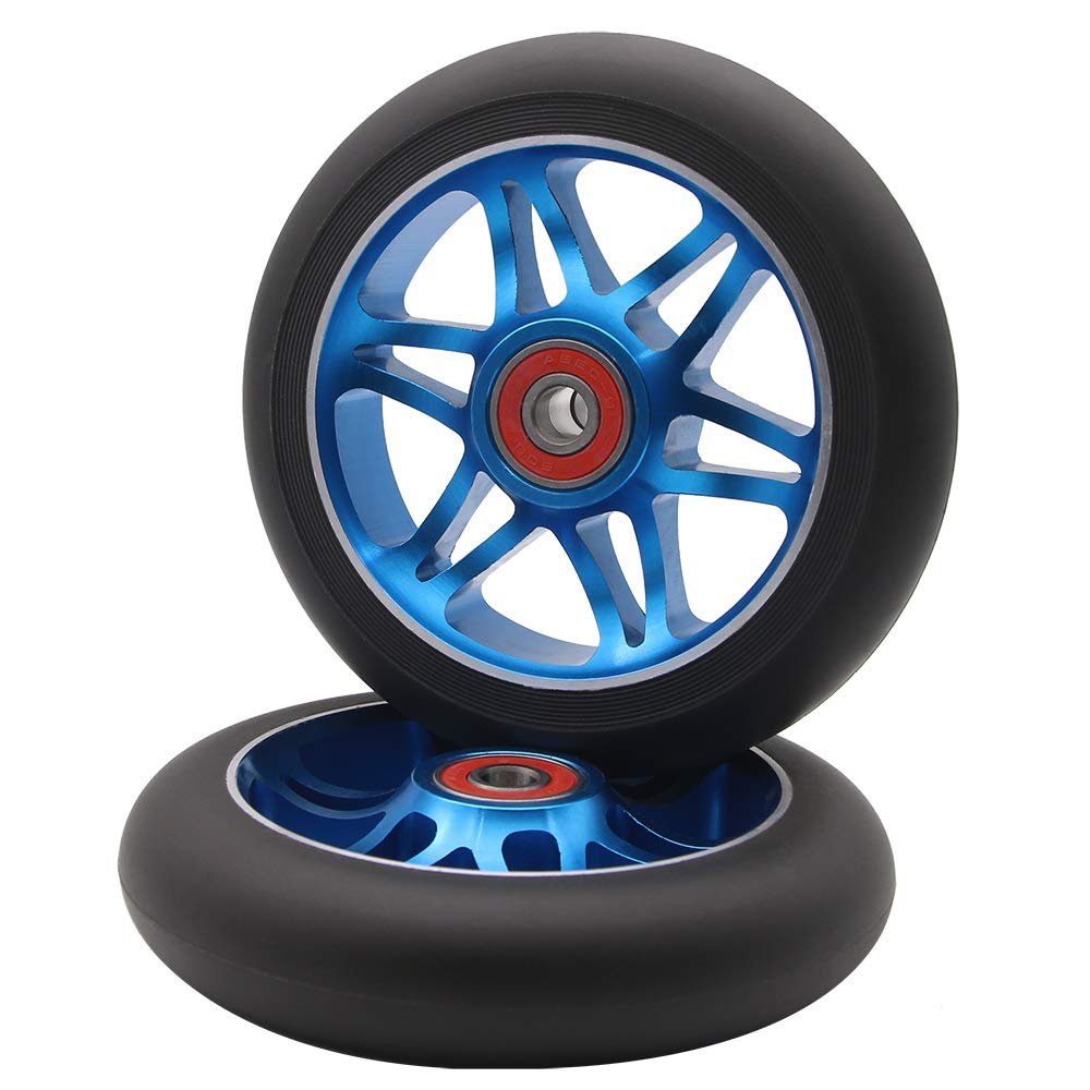Z-FIRST 2Pcs 110mm Pro Scooter Wheels with ABEC 9 Bearings Fit for MGP/Razor/Lucky Envy/Vokul Pro Scooters Replacement Wheels (Blue)