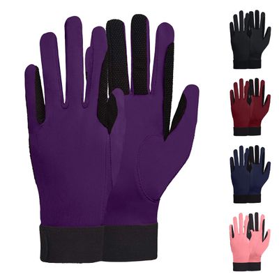 ChinFun Women's Horse Riding Gloves Stretchable Equestrian Gloves Breathable for Outdoor Horseback Cycling Driving Purple S