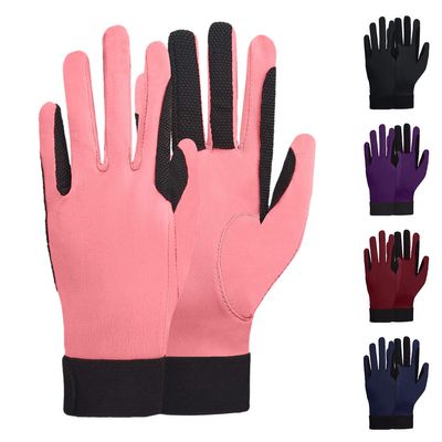 ChinFun Women's Horse Riding Gloves Stretchable Equestrian Gloves Breathable for Outdoor Horseback Cycling Driving Deep Pink XL