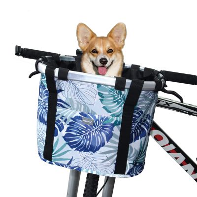 RAYMACE Bicycle Basket Dog Bike Handlebar Basket Front,Folding Detachable Quick Release Easy Install,Cycling Picnic Bag