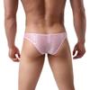 IBAKOM Men's Sissy Lace Floral Bulge Pouch Bikini Panties Low Rise Mesh Translucent Crossdress Lingerie Underwear Pink Large view 1